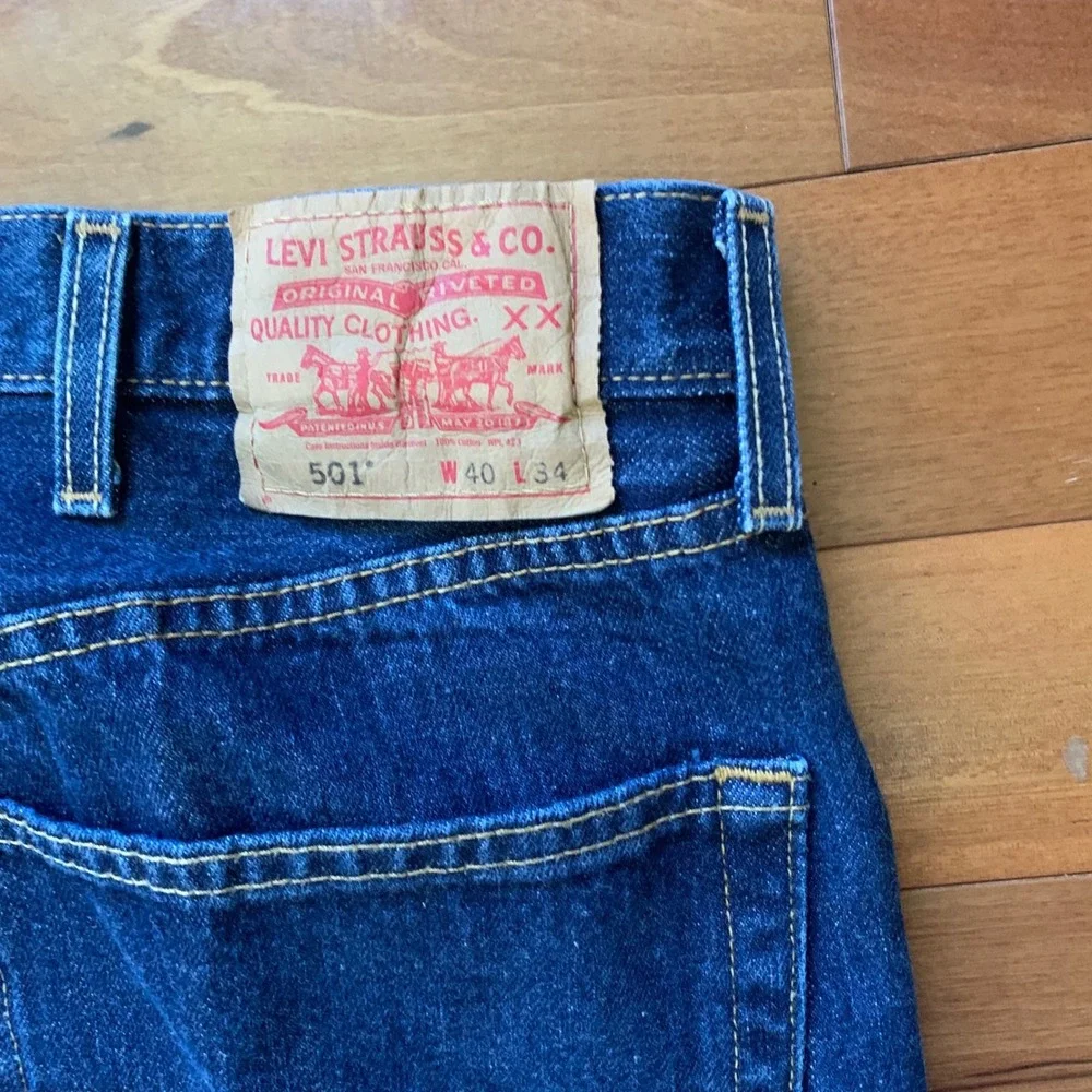 Levis 501 Original Fit Button Fly Straight Leg Jeans Blue Denim W40 L34‎ EUC